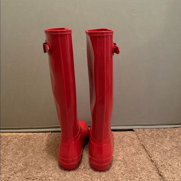 Hunter Women’s Pink Glossy Boots Size 8 - Picture 4 of 6